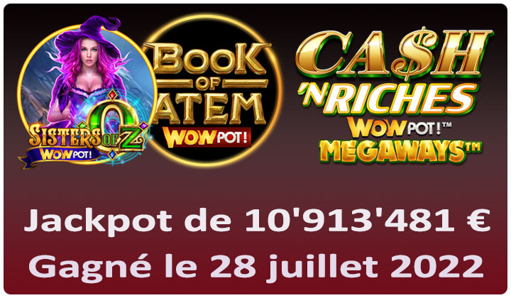 Gagnant Cash N Riches Megaways du jackpot WowPot en 2022