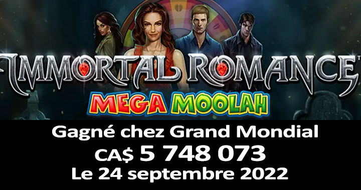 Gagnant Mega Moolah de septembre 2022