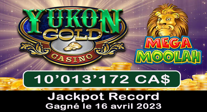 Jackpot gagnant du Mega Moolah en avril 2023 au Canada